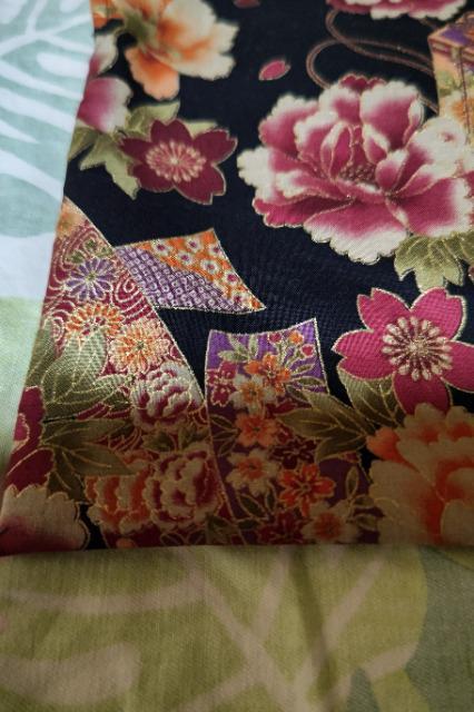 ★処分品★新柄黒×牡丹桜短冊扇子和柄ナナメ掛巾着袋 < キッズ/ベビー  ★処分品★新柄黒×牡丹桜短冊扇子和柄ナナメ掛巾着袋 < キッズ/ベビーの