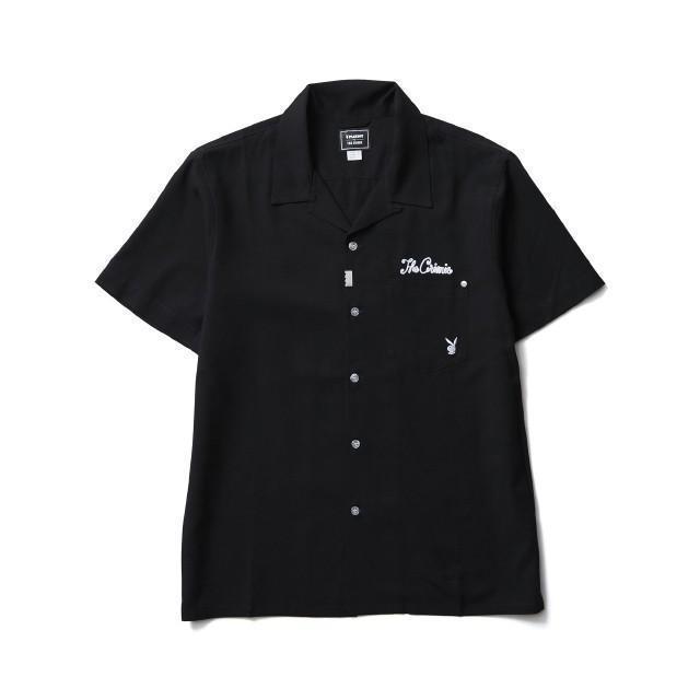 新品 THE CRIMIE クライミー × PLAYBOY プレーボーイ ベッドフォトプリント 開襟 半袖シャツ M 黒 レーヨン < ブランド  新品 THE CRIMIE クライミー × PLAYBOY プレーボーイ ベッドフォトプリント 開襟 半袖シャツ M 黒 レーヨン < ブランドの