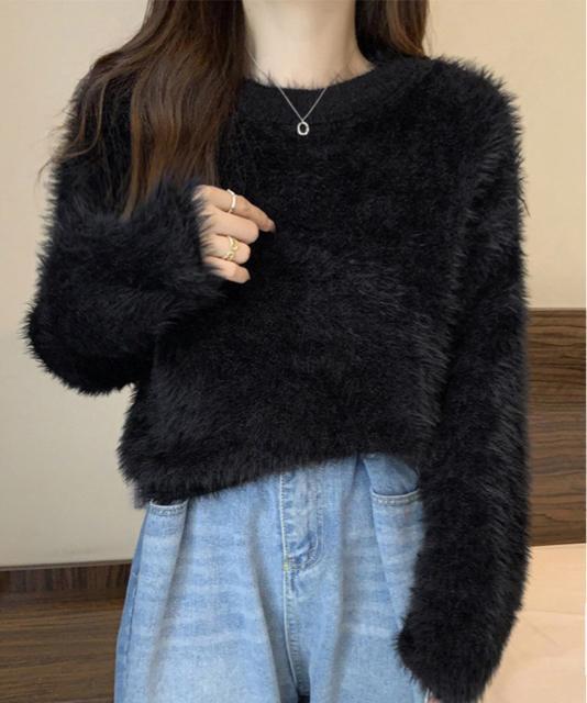 送料無料 新品 ショート丈 シャギーニットトップス韓国風 < 女性ファッション  送料無料 新品 ショート丈 シャギーニットトップス韓国風 < 女性ファッションの