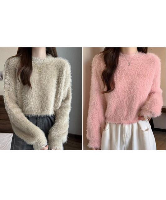 送料無料 新品 ショート丈 シャギーニットトップス韓国風 < 女性ファッション  送料無料 新品 ショート丈 シャギーニットトップス韓国風 < 女性ファッションの