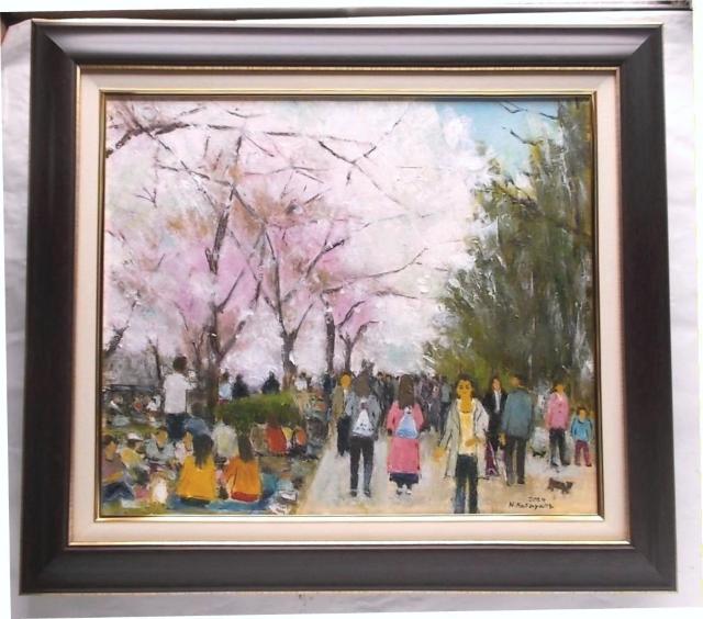 (^^♪金山ヒロシ 油彩画 【大阪城公園の花見】 『F10号』 新額付き★ < ホビー (^^♪金山ヒロシ 油彩画 【大阪城公園の花見】 『F10号』 新額付き★ < ホビーの
