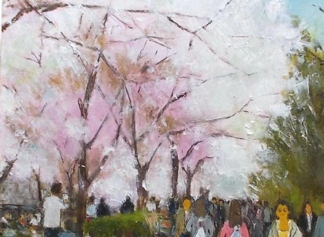 (^^♪金山ヒロシ 油彩画 【大阪城公園の花見】 『F10号』 新額付き★ < ホビー (^^♪金山ヒロシ 油彩画 【大阪城公園の花見】 『F10号』 新額付き★ < ホビーの