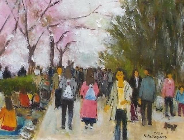 (^^♪金山ヒロシ 油彩画 【大阪城公園の花見】 『F10号』 新額付き★ < ホビー (^^♪金山ヒロシ 油彩画 【大阪城公園の花見】 『F10号』 新額付き★ < ホビーの