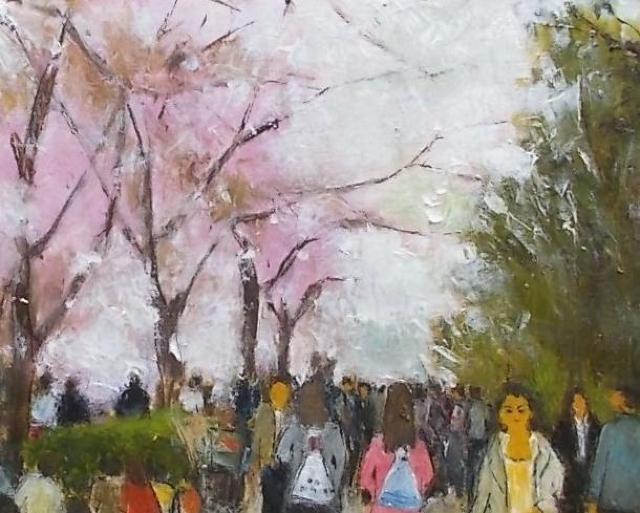 (^^♪金山ヒロシ 油彩画 【大阪城公園の花見】 『F10号』 新額付き★ < ホビー (^^♪金山ヒロシ 油彩画 【大阪城公園の花見】 『F10号』 新額付き★ < ホビーの