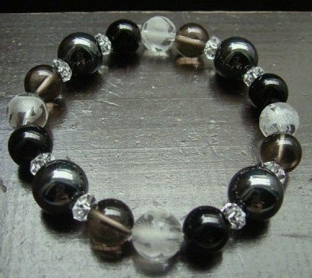 *風水四神*ヘマタイトxオニキスx煙水晶ブレスレット < 女性アクセサリー/時計 *風水四神*ヘマタイトxオニキスx煙水晶ブレスレット < 女性アクセサリー/時計の