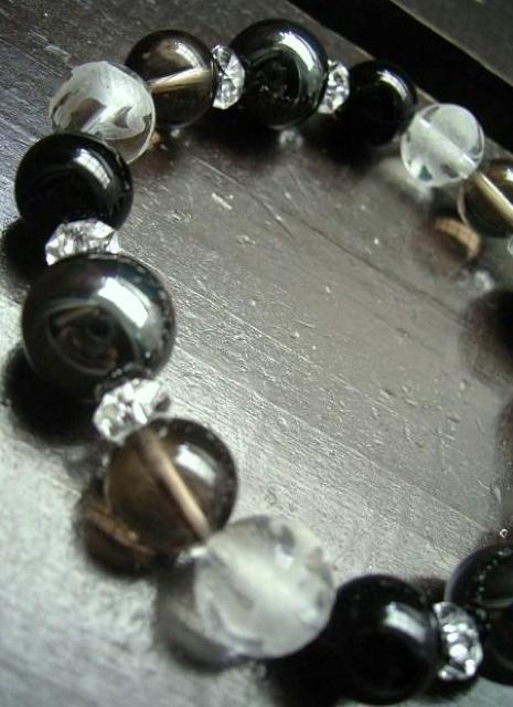 *風水四神*ヘマタイトxオニキスx煙水晶ブレスレット < 女性アクセサリー/時計 *風水四神*ヘマタイトxオニキスx煙水晶ブレスレット < 女性アクセサリー/時計の