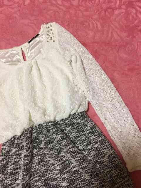 ワンウェイ*ミニワンピ*タイト*ツイード*パール*新品 < ブランド  ワンウェイ*ミニワンピ*タイト*ツイード*パール*新品 < ブランドの