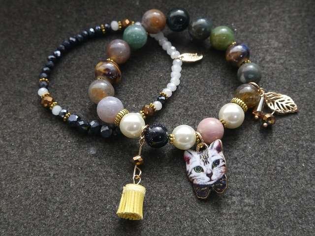 新品アンティーク調可愛いネコ猫ちゃん2連ブレスレット  < 女性アクセサリー/時計  新品アンティーク調可愛いネコ猫ちゃん2連ブレスレット   < 女性アクセサリー/時計の