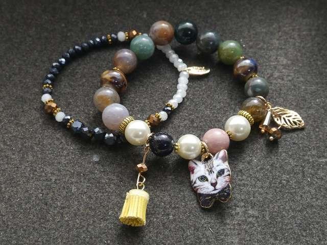 新品アンティーク調可愛いネコ猫ちゃん2連ブレスレット  < 女性アクセサリー/時計  新品アンティーク調可愛いネコ猫ちゃん2連ブレスレット  < 女性アクセサリー/時計の
