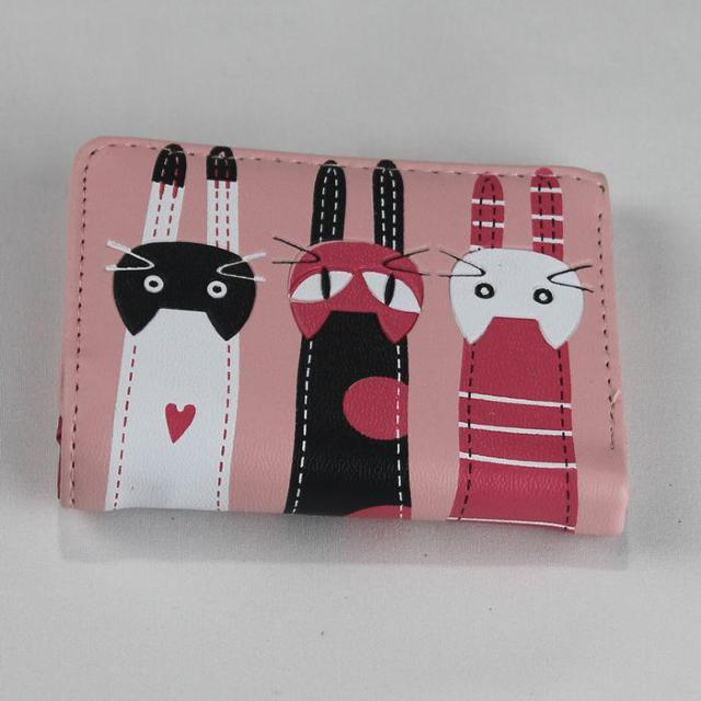 ★猫柄三つ折り財布 かわいい 小さめ 札入れ 使いやすい ミニ財布 小銭入れ  札入れ レディース キッズ pink < 女性ファッション  ★猫柄三つ折り財布 かわいい 小さめ 札入れ 使いやすい ミニ財布 小銭入れ  札入れ レディース キッズ pink  < 女性ファッションの