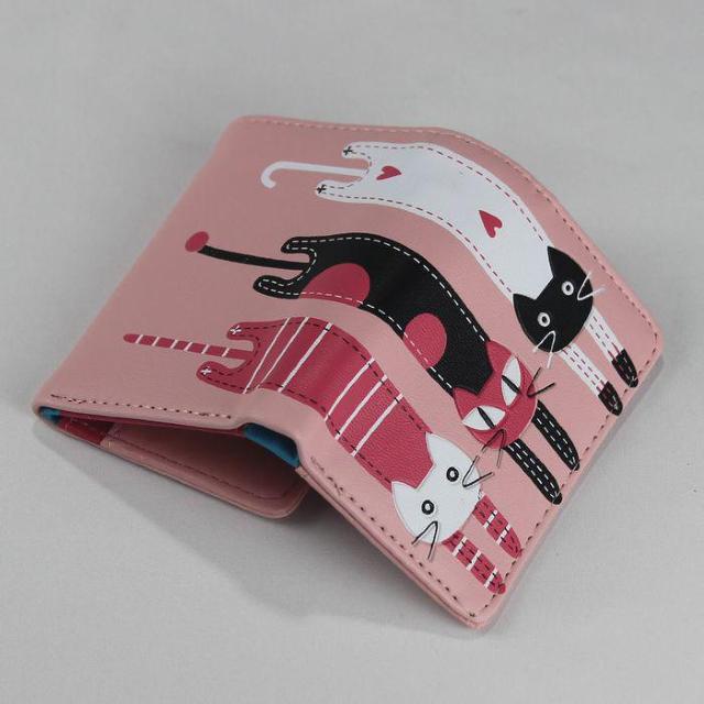 ★猫柄三つ折り財布 かわいい 小さめ 札入れ 使いやすい ミニ財布 小銭入れ  札入れ レディース キッズ pink < 女性ファッション  ★猫柄三つ折り財布 かわいい 小さめ 札入れ 使いやすい ミニ財布 小銭入れ  札入れ レディース キッズ pink < 女性ファッションの
