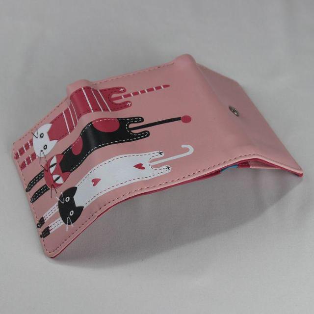 ★猫柄三つ折り財布 かわいい 小さめ 札入れ 使いやすい ミニ財布 小銭入れ  札入れ レディース キッズ pink < 女性ファッション  ★猫柄三つ折り財布 かわいい 小さめ 札入れ 使いやすい ミニ財布 小銭入れ  札入れ レディース キッズ pink < 女性ファッションの