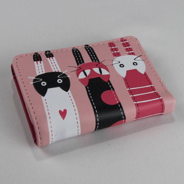 ★猫柄三つ折り財布 かわいい 小さめ 札入れ 使いやすい ミニ財布 小銭入れ  札入れ レディース キッズ pink < 女性ファッション  ★猫柄三つ折り財布 かわいい 小さめ 札入れ 使いやすい ミニ財布 小銭入れ  札入れ レディース キッズ pink < 女性ファッションの