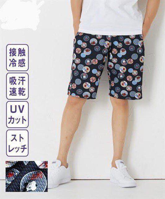 Mサイズ!男気!溢れる!和柄!接触冷感!吸汗速乾!UVカット!サラッワッフル素材!良いとこづくし!ストレッチ!ハーフパンツ!新品! < 男性ファッション  Mサイズ!男気!溢れる!和柄!接触冷感!吸汗速乾!UVカット!サラッワッフル素材!良いとこづくし!ストレッチ!ハーフパンツ!新品!  < 男性ファッションの