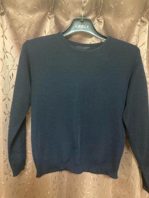 1450.薄手ニットカットソー☆紺/ネイビー☆サイズM程度☆難あり < 女性ファッション  1450.薄手ニットカットソー☆紺/ネイビー☆サイズM程度☆難あり  < 女性ファッションの