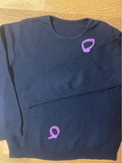 1450.薄手ニットカットソー☆紺/ネイビー☆サイズM程度☆難あり < 女性ファッション  1450.薄手ニットカットソー☆紺/ネイビー☆サイズM程度☆難あり < 女性ファッションの