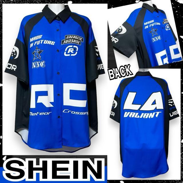 【新品/SHEIN/L】バイカラーレーシングシャツ/ブルー < 女性ファッション 【新品/SHEIN/L】バイカラーレーシングシャツ/ブルー < 女性ファッションの