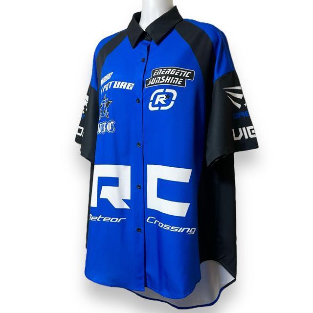 【新品/SHEIN/L】バイカラーレーシングシャツ/ブルー < 女性ファッション 【新品/SHEIN/L】バイカラーレーシングシャツ/ブルー < 女性ファッションの