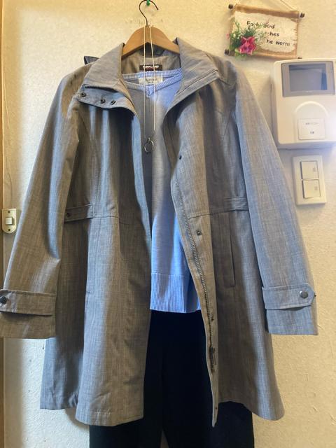 XLカークランドグレーハーフトレンチ < 女性ファッション  XLカークランドグレーハーフトレンチ < 女性ファッションの