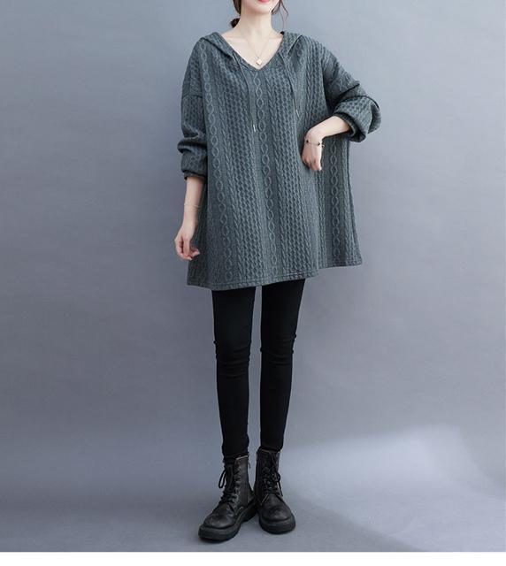 キルト パーカー チュニック ゆったり ワイド グレー 大きいサイズ < 女性ファッション キルト パーカー チュニック ゆったり ワイド グレー 大きいサイズ < 女性ファッションの