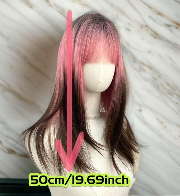 新品未使用リアルロングストレート配色サクラピンク×ナチュラルブラックウィッグ < 女性ファッション 新品未使用リアルロングストレート配色サクラピンク×ナチュラルブラックウィッグ < 女性ファッションの