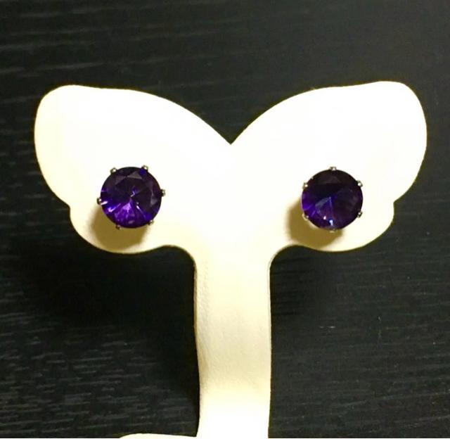 ピアス/ジルコニア /約8mm/カラー:パープル < 女性アクセサリー/時計  ピアス/ジルコニア /約8mm/カラー:パープル  < 女性アクセサリー/時計の