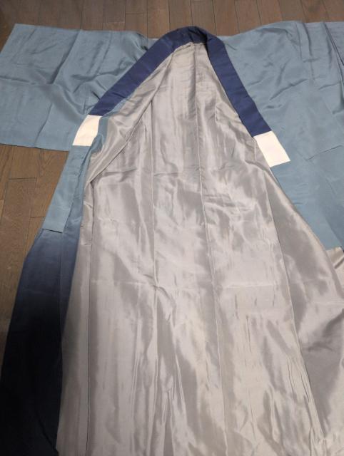 未使用、メンズ、長襦袢、袷、グレーからネイビーのグラデーション < 男性ファッション  未使用、メンズ、長襦袢、袷、グレーからネイビーのグラデーション < 男性ファッションの