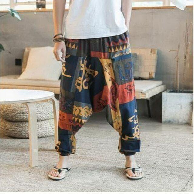 入荷エスニック 柄 アラジン サルエルパンツ ゴム 赤 黒 男女兼用 < 男性ファッション  入荷エスニック 柄 アラジン サルエルパンツ ゴム 赤 黒 男女兼用 < 男性ファッションの