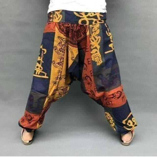 入荷エスニック 柄 アラジン サルエルパンツ ゴム 赤 黒 男女兼用 < 男性ファッション  入荷エスニック 柄 アラジン サルエルパンツ ゴム 赤 黒 男女兼用 < 男性ファッションの