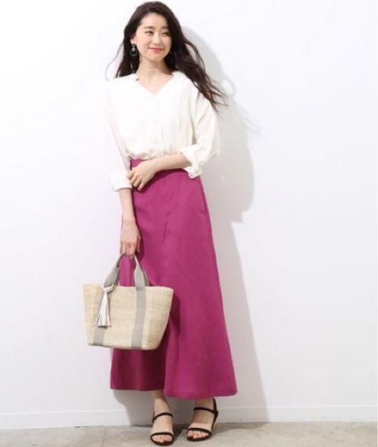 定価17,280円●リネン混ブライトオックスロングスカート●ROPE'ロペ●ピンク < ブランド 定価17,280円●リネン混ブライトオックスロングスカート●ROPE'ロペ●ピンク < ブランドの