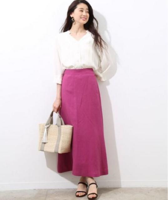 定価17,280円●リネン混ブライトオックスロングスカート●ROPE'ロペ●ピンク < ブランド 定価17,280円●リネン混ブライトオックスロングスカート●ROPE'ロペ●ピンク < ブランドの