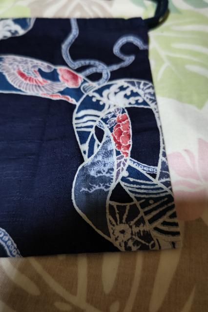★処分品★紺×大熨斗和柄ナナメ掛巾着袋 < キッズ/ベビー  ★処分品★紺×大熨斗和柄ナナメ掛巾着袋 < キッズ/ベビーの
