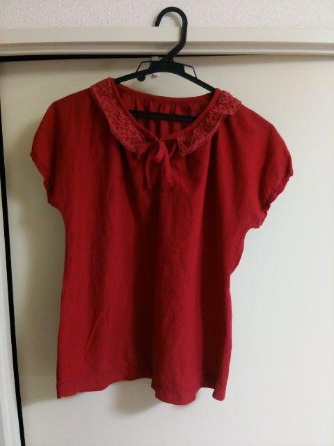 パフスリーブ レース トップス レッド ブラウス 半袖 ちりめん コットン 綿 冷感 涼 赤 レッド < 女性ファッション パフスリーブ レース トップス レッド ブラウス 半袖 ちりめん コットン 綿 冷感 涼 赤 レッド < 女性ファッションの