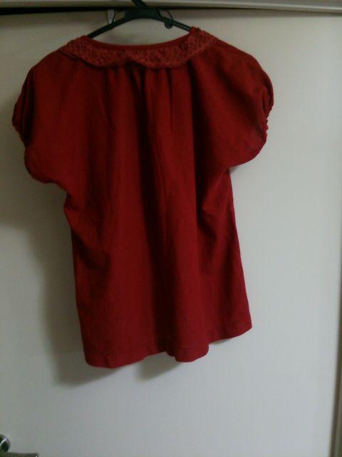 パフスリーブ レース トップス レッド ブラウス 半袖 ちりめん コットン 綿 冷感 涼 赤 レッド < 女性ファッション パフスリーブ レース トップス レッド ブラウス 半袖 ちりめん コットン 綿 冷感 涼 赤 レッド < 女性ファッションの
