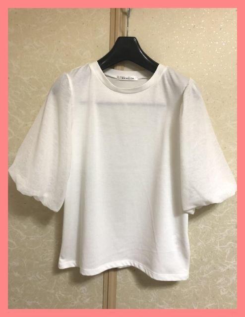 ☆今期超美品☆ギャザーシフォンバルーン袖カットソーTシャツ白M☆ < 女性ファッション ☆今期超美品☆ギャザーシフォンバルーン袖カットソーTシャツ白M☆ < 女性ファッションの
