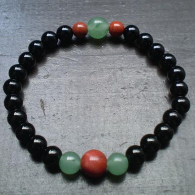 オニキスxレッドジャスパーxアベンチュリンブレスレット < 男性アクセサリー/時計 オニキスxレッドジャスパーxアベンチュリンブレスレット < 男性アクセサリー/時計の