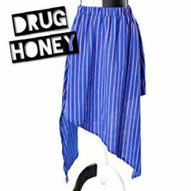 DrugHoney★ストライプ柄裾アシメスカート < 女性ファッション  DrugHoney★ストライプ柄裾アシメスカート  < 女性ファッションの