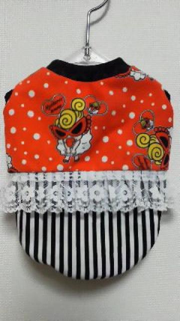 ハンドメイド*ヒスミニTシャツ*モンロー柄・白・フリル・ストライプ・犬用*S < ペット/手芸/園芸  ハンドメイド*ヒスミニTシャツ*モンロー柄・白・フリル・ストライプ・犬用*S  < ペット/手芸/園芸の