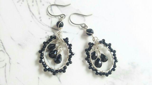 *ブラックスピネルレースピアス*sv×SF 18047 < 女性アクセサリー/時計 *ブラックスピネルレースピアス*sv×SF 18047 < 女性アクセサリー/時計の