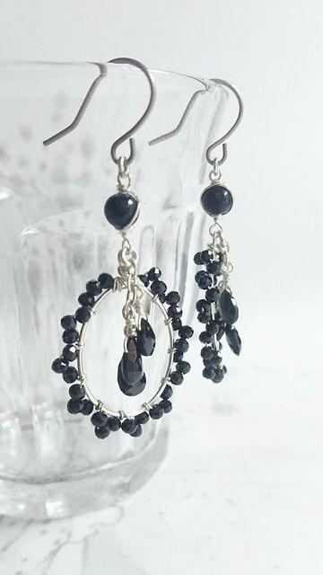 *ブラックスピネルレースピアス*sv×SF 18047 < 女性アクセサリー/時計 *ブラックスピネルレースピアス*sv×SF 18047 < 女性アクセサリー/時計の