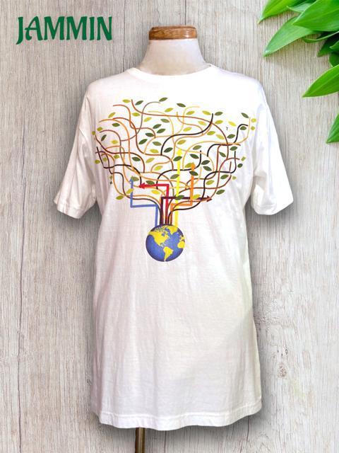 アースツリーTシャツ★白★アジアン★エスニック★ < 男性ファッション  アースツリーTシャツ★白★アジアン★エスニック★  < 男性ファッションの