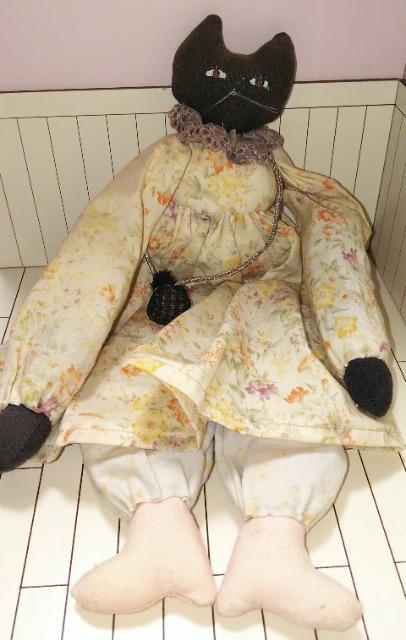 創作人形カントリードール猫ネコハンドメイドぬいぐるみ約27cm < おもちゃ  創作人形カントリードール猫ネコハンドメイドぬいぐるみ約27cm  < おもちゃの