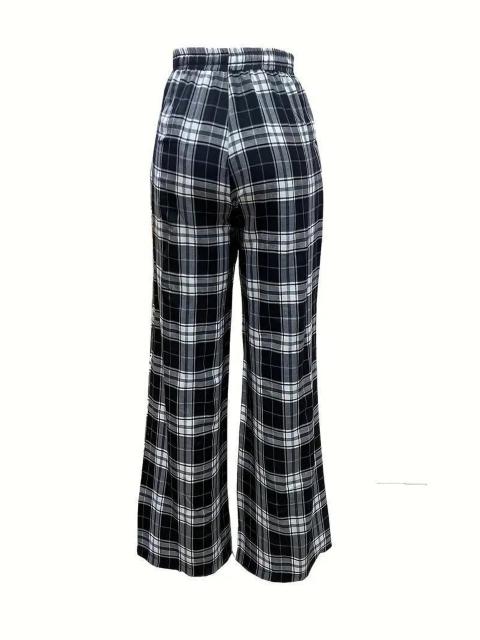 爆ヤス価格1390円★プレイドプリントストレートレッグパンツ、ルーズドローストリングハイウエストUSAサイズS(日本サイズL相当) < 女性ファッション  爆ヤス価格1390円★プレイドプリントストレートレッグパンツ、ルーズドローストリングハイウエストUSAサイズS(日本サイズL相当) < 女性ファッションの