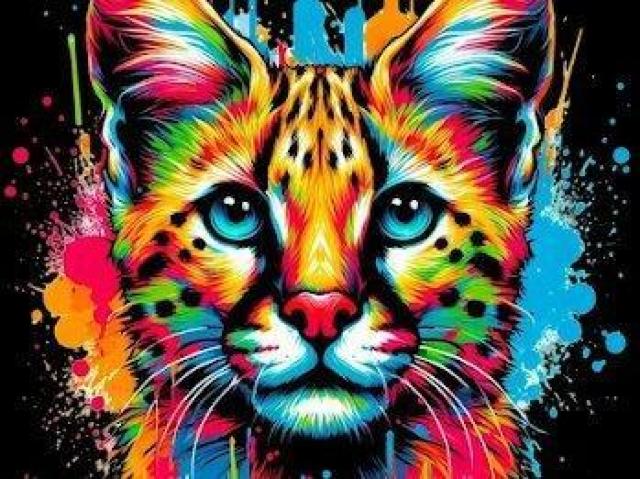 オーガニックコットン Tシャツ XL ブラックサーバルキャット カラフル ポップ < 男性ファッション オーガニックコットン Tシャツ XL ブラックサーバルキャット カラフル ポップ < 男性ファッションの