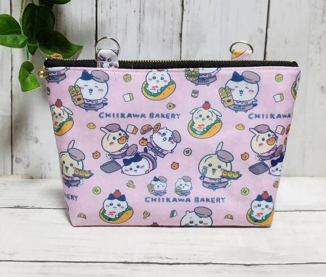 ちいかわ バーガー柄 ピンク カン付き ファスナーポーチ < 女性ファッション ちいかわ バーガー柄 ピンク カン付き ファスナーポーチ < 女性ファッションの