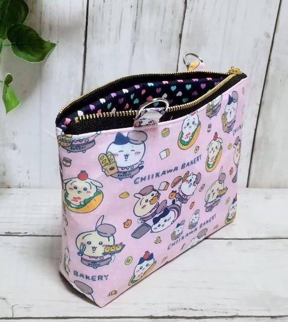 ちいかわ バーガー柄 ピンク カン付き ファスナーポーチ < 女性ファッション ちいかわ バーガー柄 ピンク カン付き ファスナーポーチ < 女性ファッションの
