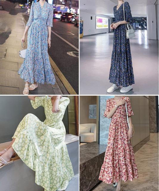 送料無料 新品 花柄ワンピース5分袖ティアードワンピース < 女性ファッション  送料無料 新品 花柄ワンピース5分袖ティアードワンピース < 女性ファッションの