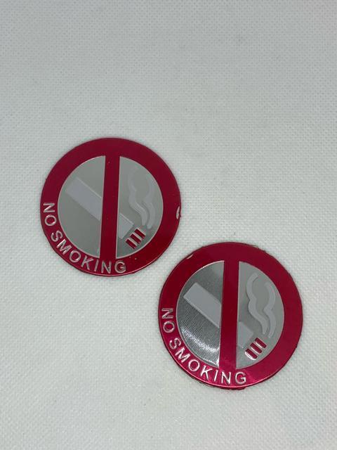 禁煙 エンブレム 二枚セット やれ感 5.4センチ 旧車 アクセサリー アルミ製 デコ < 自動車/バイク 禁煙 エンブレム 二枚セット やれ感 5.4センチ 旧車 アクセサリー アルミ製 デコ < 自動車/バイク