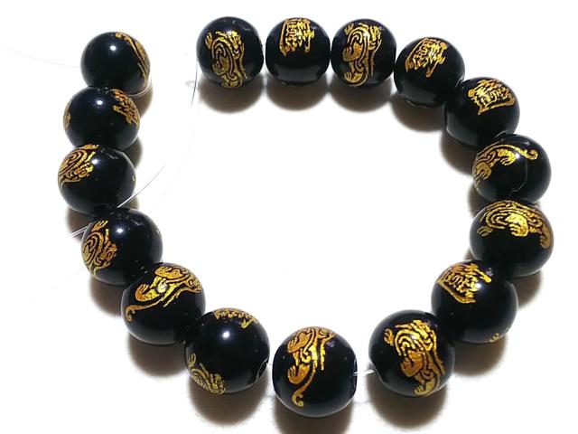 天然石★オニキス 虎神(金彫り)12mm 半連  < 女性アクセサリー/時計  天然石★オニキス 虎神(金彫り)12mm 半連   < 女性アクセサリー/時計の