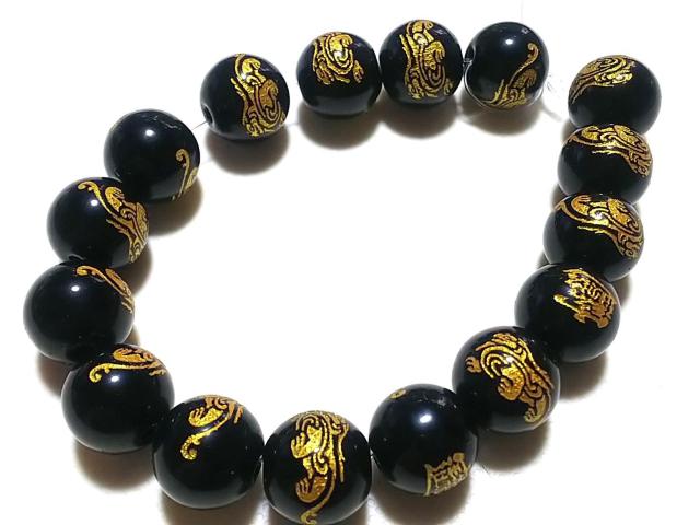 天然石★オニキス 虎神(金彫り)12mm 半連  < 女性アクセサリー/時計  天然石★オニキス 虎神(金彫り)12mm 半連  < 女性アクセサリー/時計の